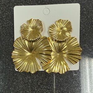 Gold Floral Statement Earrings